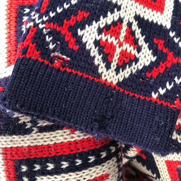 Vintage Norvyk Fair Isle Nordic Knit 100% Pure Wool Oversized Cardigan Sweater - Picture 11 of 15
